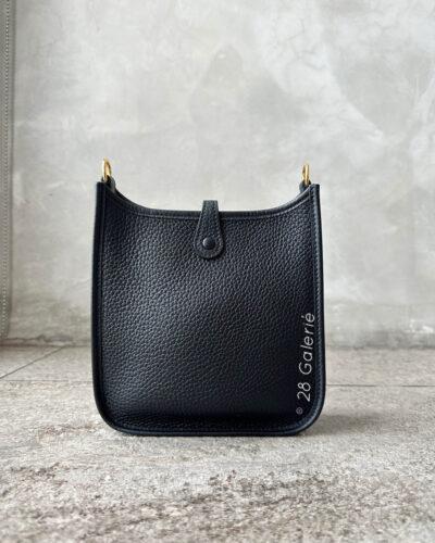 Hermes Evelyne TPM Black Clemence Leather and Gold Hardware