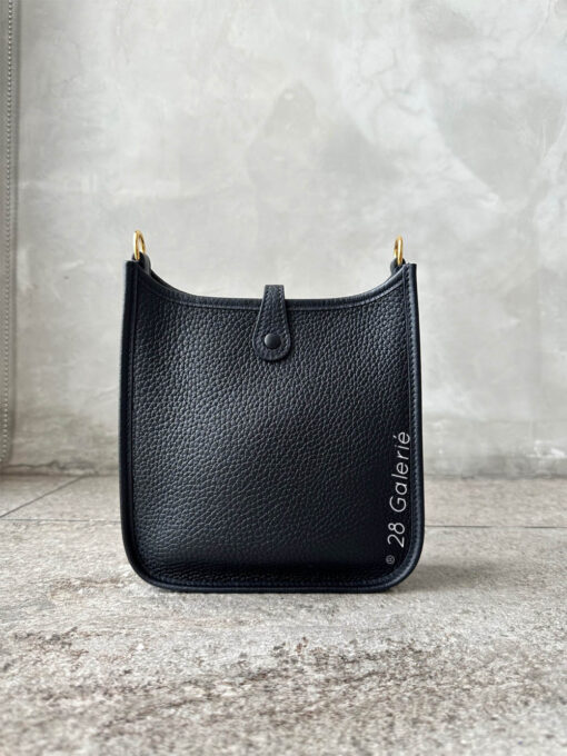 Hermes Evelyne TPM Black Clemence Leather and Gold Hardware