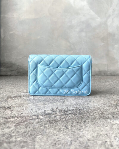 Chanel 22s Blue Wallet on Chain in Caviar Leather and Light Gold Hardware