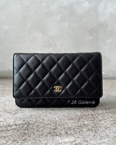 Chanel Black Wallet on Chain in Caviar Leather and Gold Hardware