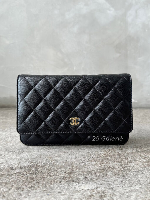 Chanel Black Wallet on Chain in Caviar Leather and Gold Hardware