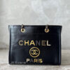 Chanel Small Limited Edition Deauville Leather Paris Tote in Shiny Calfskin Leather Imitation Pearl, Black Strass and Gold Metal Hardware