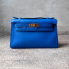 Hermes Blue France Kelly Pochette in Swift Leather and Gold Hardware