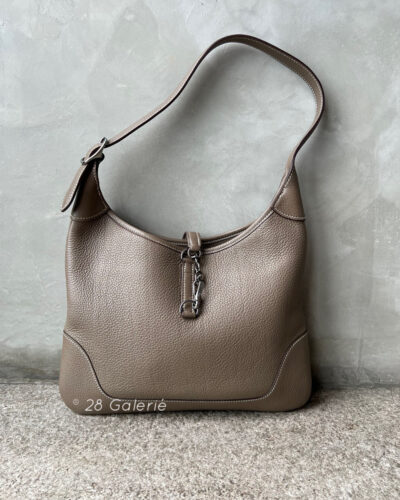 Hermes Etoupe Slim Trim 31 Etoupe in Clemence Leather and Palladium Hardware