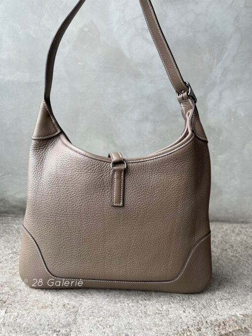 Hermes Etoupe Slim Trim 31 Etoupe in Clemence Leather and Palladium Hardware