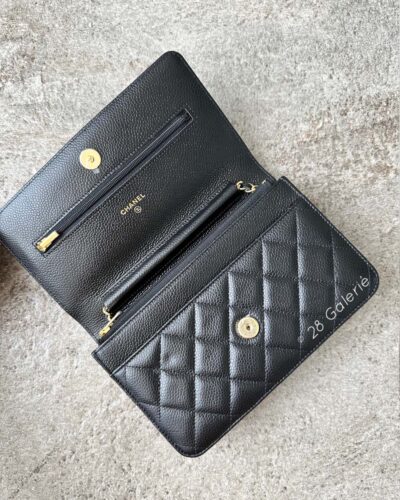 Chanel Black Wallet on Chain in Caviar Leather and Gold Hardware