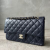 Chanel Medium Navy Classic Flap in Caviar Leather and Light Gold Hardware