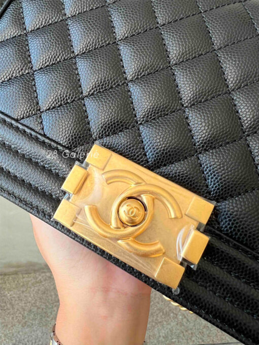 Chanel Old Medium Black Le Boy in Caviar Leather and Aged Gold Hardware