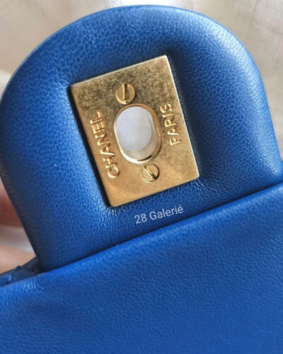 Chanel Royal Blue Pearl Crush Mini Square in Lambskin Leather and Aged Gold Hardware