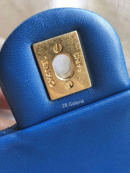 Chanel Royal Blue Pearl Crush Mini Square in Lambskin Leather and Aged Gold Hardware