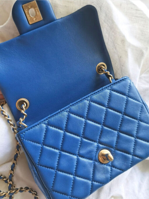 Chanel Royal Blue Pearl Crush Mini Square in Lambskin Leather and Aged Gold Hardware