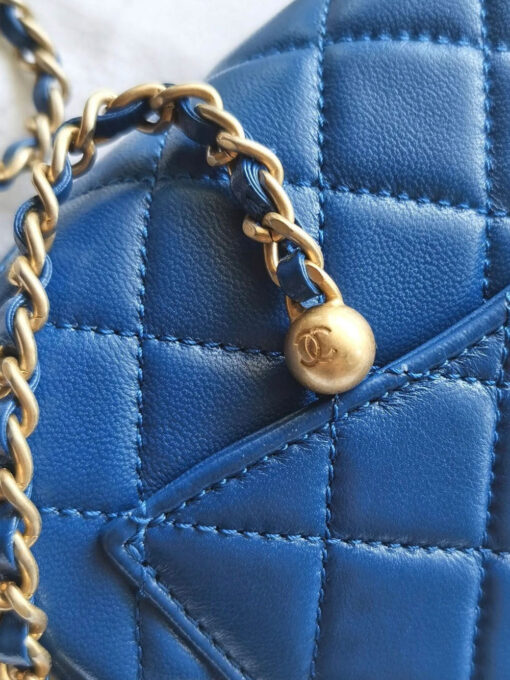 Chanel Royal Blue Pearl Crush Mini Square in Lambskin Leather and Aged Gold Hardware