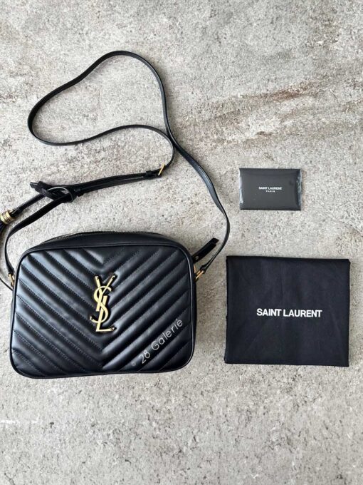 Saint Laurent Lou Camera with Tassel in Quilted Calfskin Leather and Aged Gold Hardware