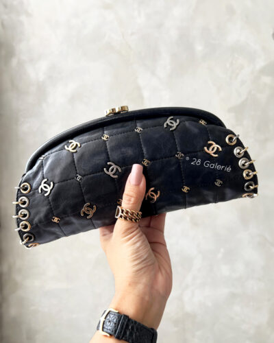 Chanel Black Punk Timeless Clutch in Quilted Leather Lambskin and Mixed Hardware