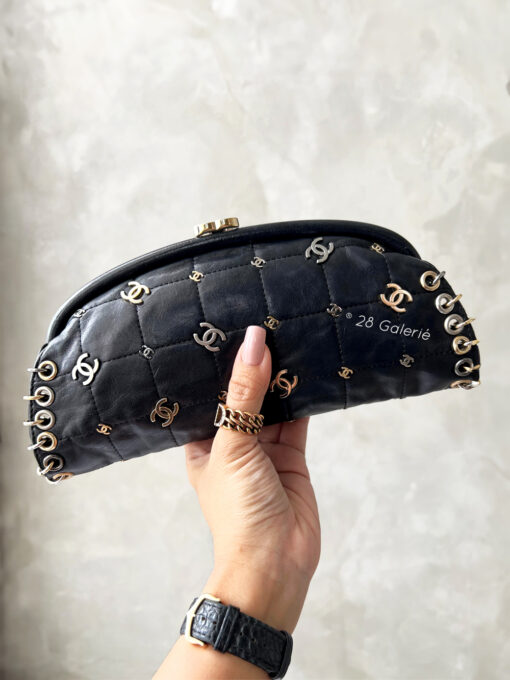 Chanel Black Punk Timeless Clutch in Quilted Leather Lambskin and Mixed Hardware