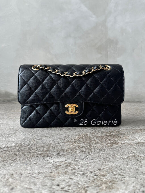 Chanel Black Small Double Flap in Caviar Leather and Gold