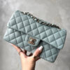 Chanel Small 23C Blue Classic Flap in Caviar Leather and Light Gold Hardware