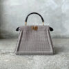 Fendi Peekaboo iSeeu in Houndstooth Fabric and Calfskin Leather with Gold Hardware