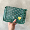 Goyard Limited Edition Green Plumet Pocket Wallet in Goyardine Canvas, Silver Hardware with Handpainted Marquage