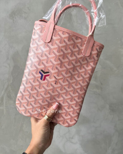 Goyard Claire Voie Pink Poitier Bag in Goyardine Canvas and Chevroches Calfskin