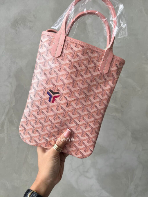 Goyard Claire Voie Pink Poitier Bag in Goyardine Canvas and Chevroches Calfskin