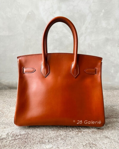 Hermes Cognac Birkin 30 in Box Calfskin Leather and Gold Hardware