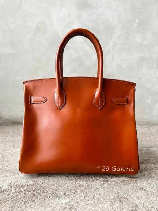 Hermes Cognac Birkin 30 in Box Calfskin Leather and Gold Hardware