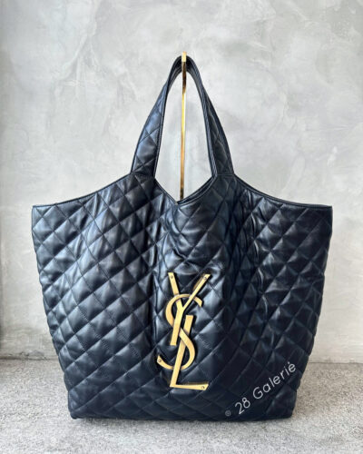 Saint Laurent I-Care Maxi Shopping Tote in Quilted Lambskin Leather Maxi and Aged Gold Hardware