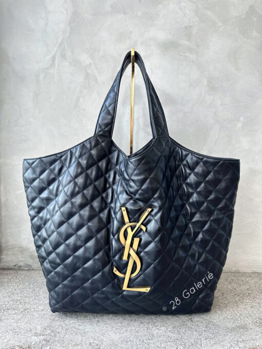 Saint Laurent I-Care Maxi Shopping Tote in Quilted Lambskin Leather Maxi and Aged Gold Hardware