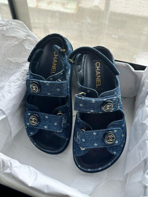 Chanel 22S Denim Gate No. 5 Dad Sandals Size 36-37