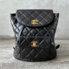 Chanel Vintage Small Black Duma Backpack in Lambskin Leather and 24k Gold Hardware