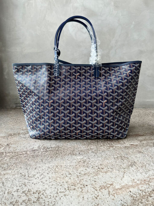 Goyard Navy Blue Saint Louis Tote PM in Goyardine Coated Canvas