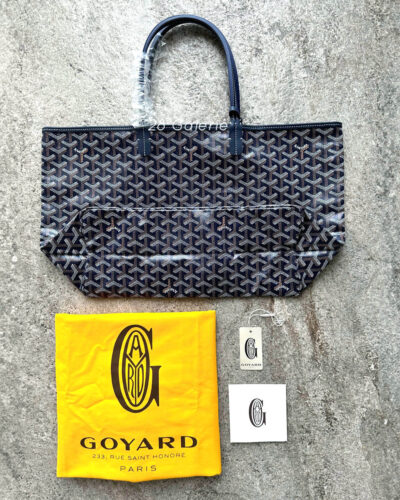 Goyard Navy Blue Saint Louis Tote PM in Goyardine Coated Canvas