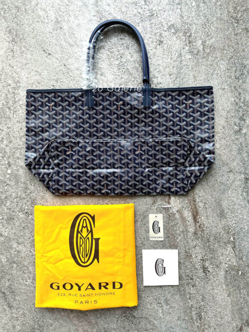 Goyard Navy Blue Saint Louis Tote PM in Goyardine Coated Canvas