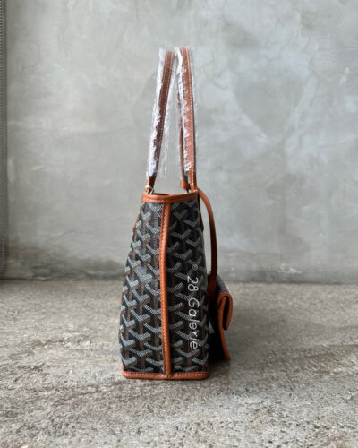 Goyard Mini Anjou Reversible Tote in Black / Tan Leather and Silver Hardware