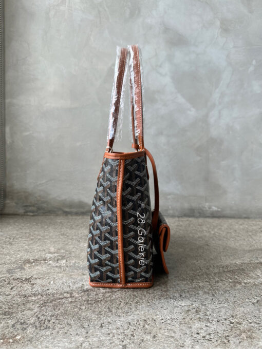 Goyard Mini Anjou Reversible Tote in Black / Tan Leather and Silver Hardware