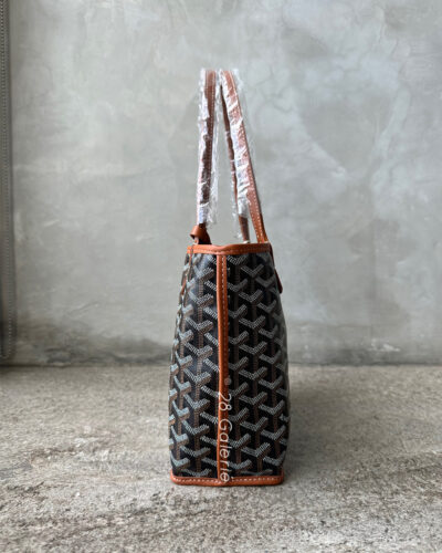 Goyard Mini Anjou Reversible Tote in Black / Tan Leather and Silver Hardware