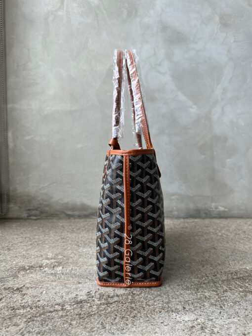 Goyard Mini Anjou Reversible Tote in Black / Tan Leather and Silver Hardware