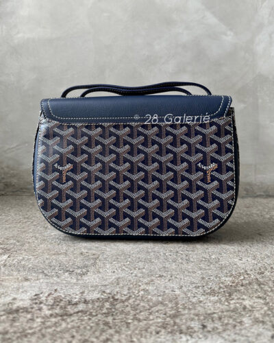 Goyard Navy Blue 233 in Goyardine Canvas and Chevroches Calfskin with Silver Hardware