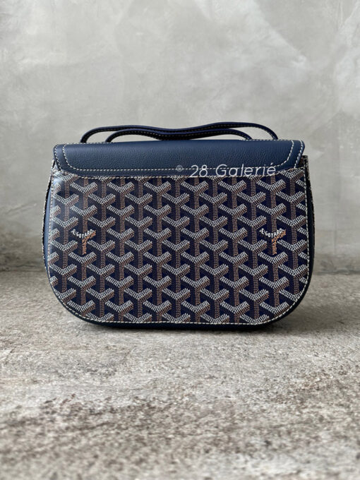 Goyard Navy Blue 233 in Goyardine Canvas and Chevroches Calfskin with Silver Hardware