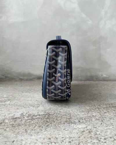 Goyard Navy Blue 233 in Goyardine Canvas and Chevroches Calfskin with Silver Hardware