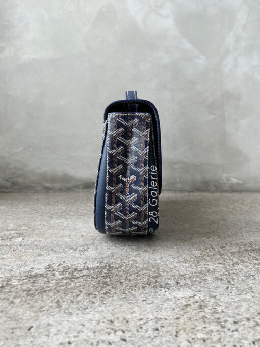 Goyard Navy Blue 233 in Goyardine Canvas and Chevroches Calfskin with Silver Hardware