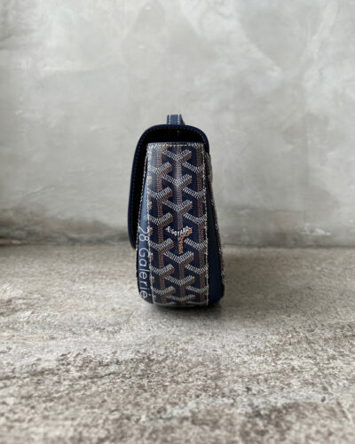 Goyard Navy Blue 233 in Goyardine Canvas and Chevroches Calfskin with Silver Hardware