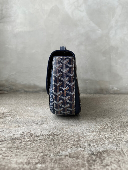 Goyard Navy Blue 233 in Goyardine Canvas and Chevroches Calfskin with Silver Hardware