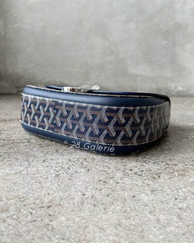 Goyard Navy Blue 233 in Goyardine Canvas and Chevroches Calfskin with Silver Hardware