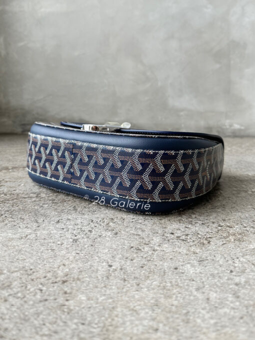 Goyard Navy Blue 233 in Goyardine Canvas and Chevroches Calfskin with Silver Hardware