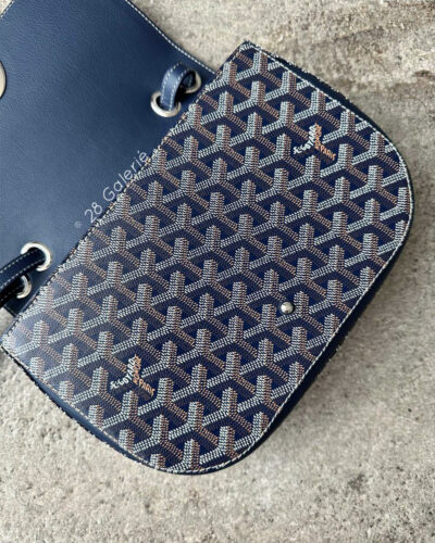 Goyard Navy Blue 233 in Goyardine Canvas and Chevroches Calfskin with Silver Hardware