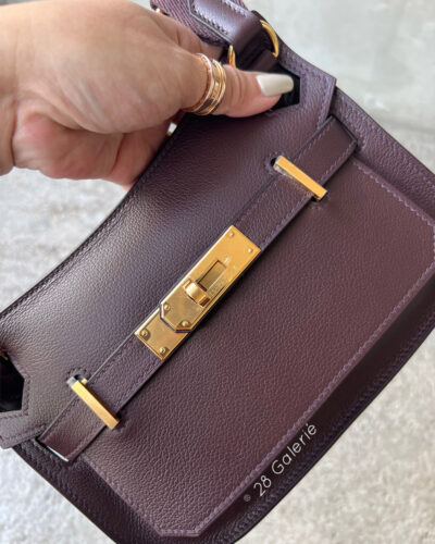 Hermes Rouge Sellier Mini Jypsiere in Evercolor Leather and Gold Hardware