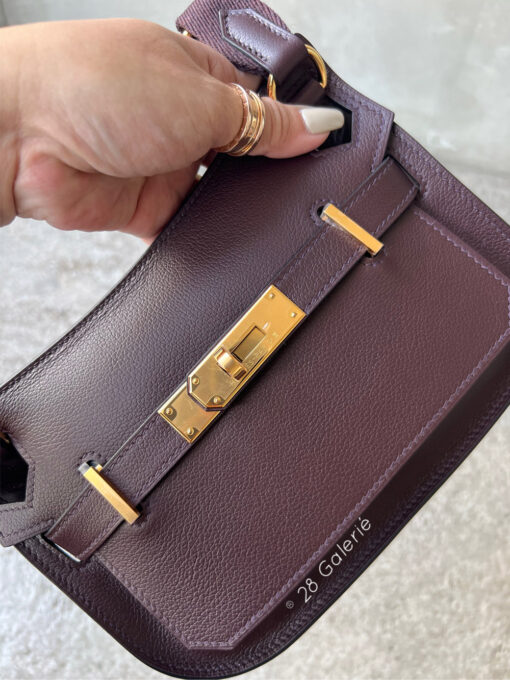 Hermes Rouge Sellier Mini Jypsiere in Evercolor Leather and Gold Hardware