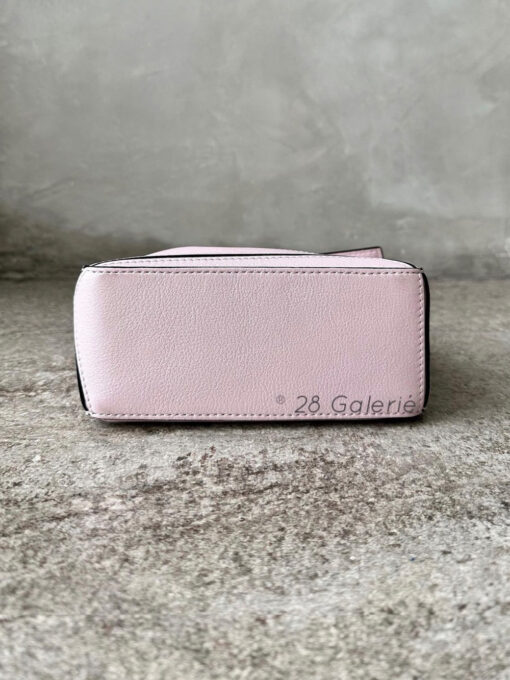 Loewe Mini Pink Puzzle Bag in Classic Calfskin Leather and Silver Hardware